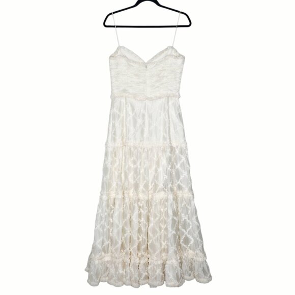 Alexis Rasa Dress Natural Ivory Midi Tiered Fringe Size L - Picture 7 of 12